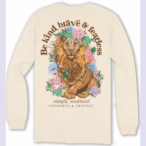 NWT Simply Southern Be Kind, Brave & Fearless Neutral Lion Floral